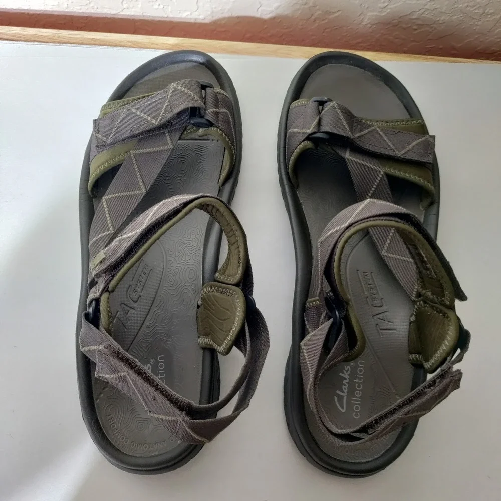 Clarks Collection Mens TAC System Sandals Olive Green Grey Size 11 261717227100
